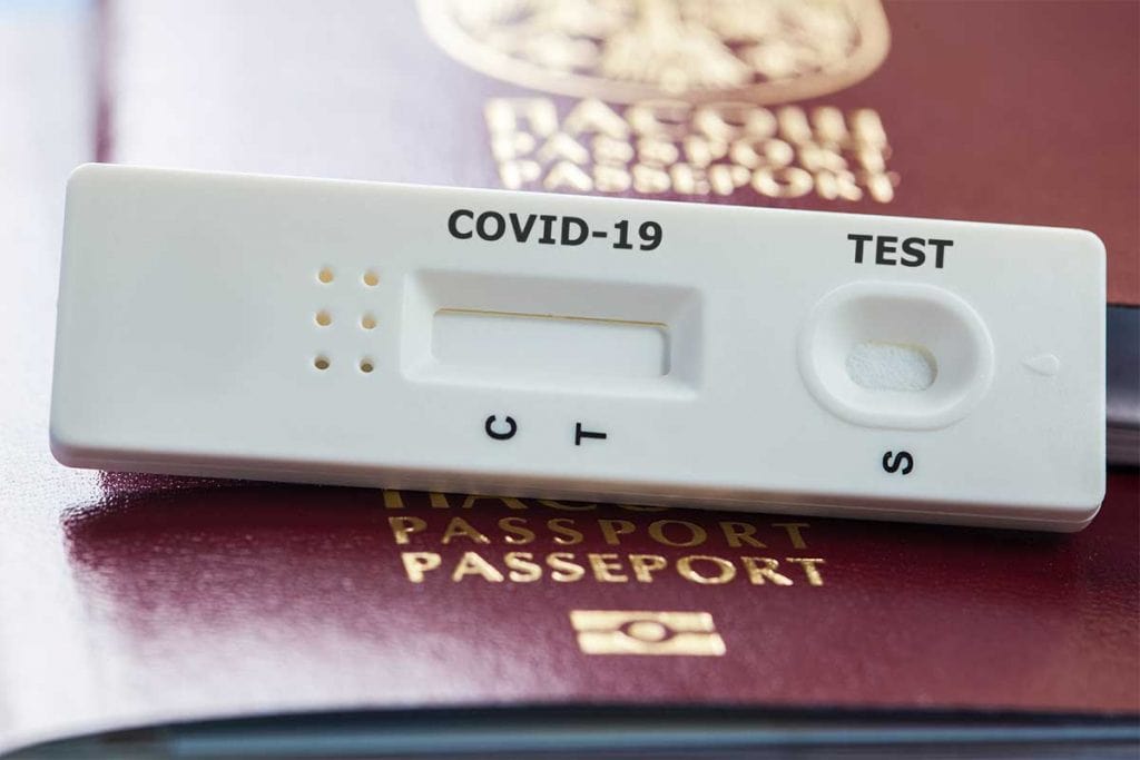 COVID Test on a passport