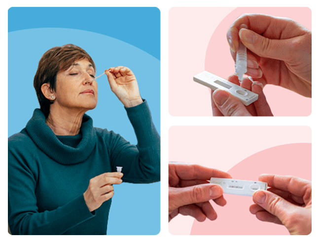 image of a woman using a rapid test