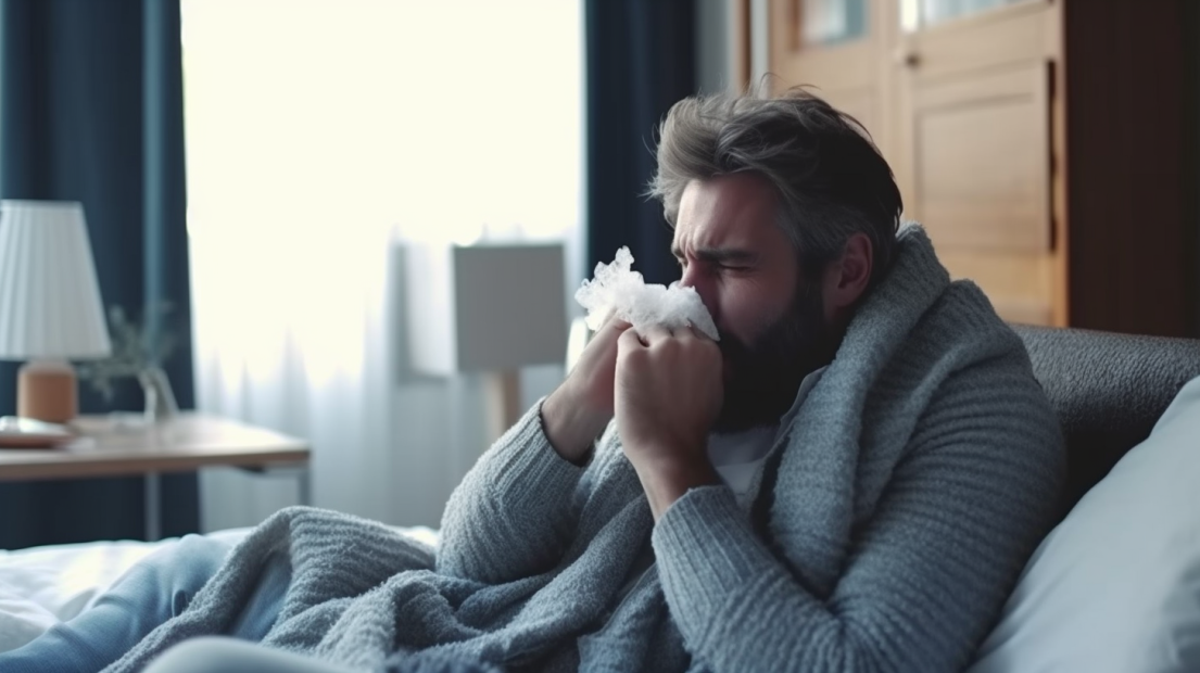 Man with flu symptoms